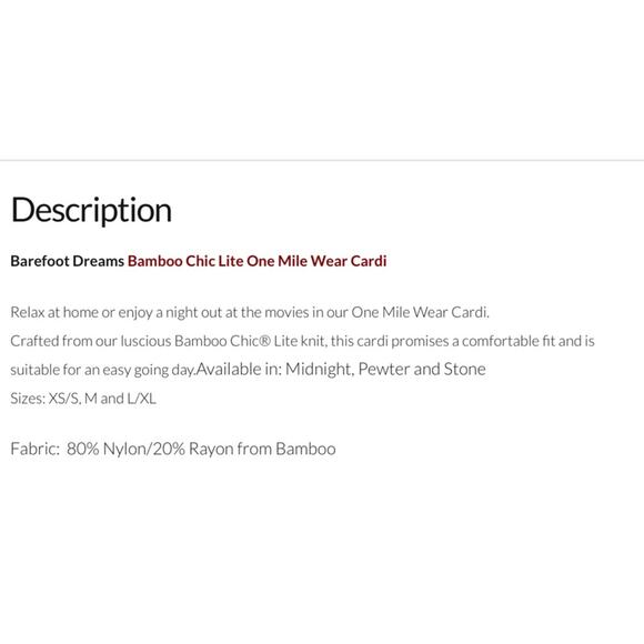 Barefoot Dreams Midnight Bamboo Chic Lite One Mile Wear Cardigan - Picture 3 of 7